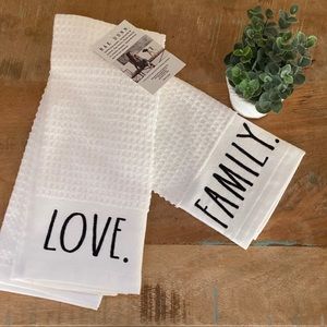 Rae Dunn LOVE FAMILY dish towel set